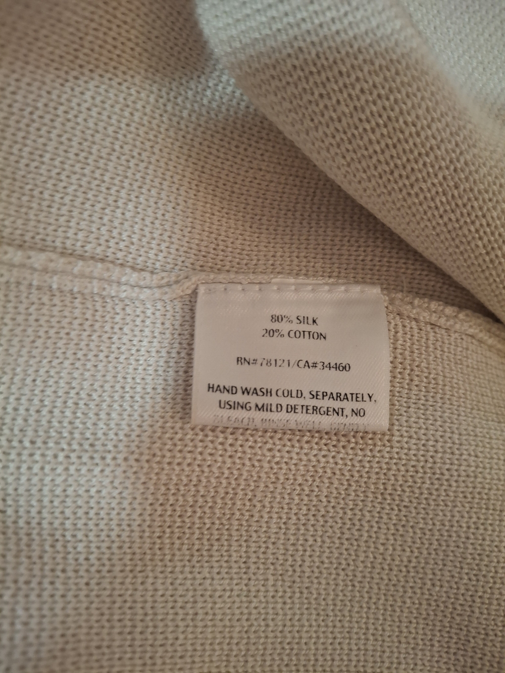 Eileen Fisher Cream Long-Sleeve Knit Midi Dress with Soft Collar - Picture 4 of 5